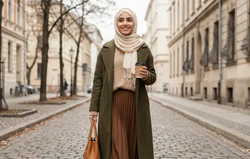 7 تنسيقات ملابس محجبات لشتاء أنيق ودافئ 2026